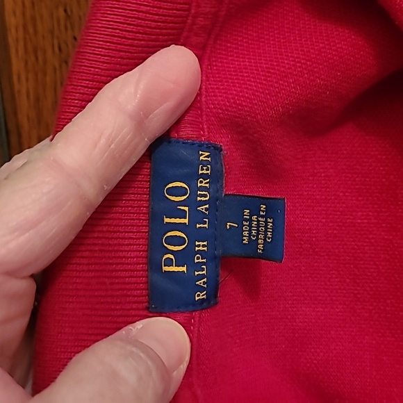 Polo Ralph Lauren boy's red long-sleeved polo style shirt size 7 - Picture 3 of 4